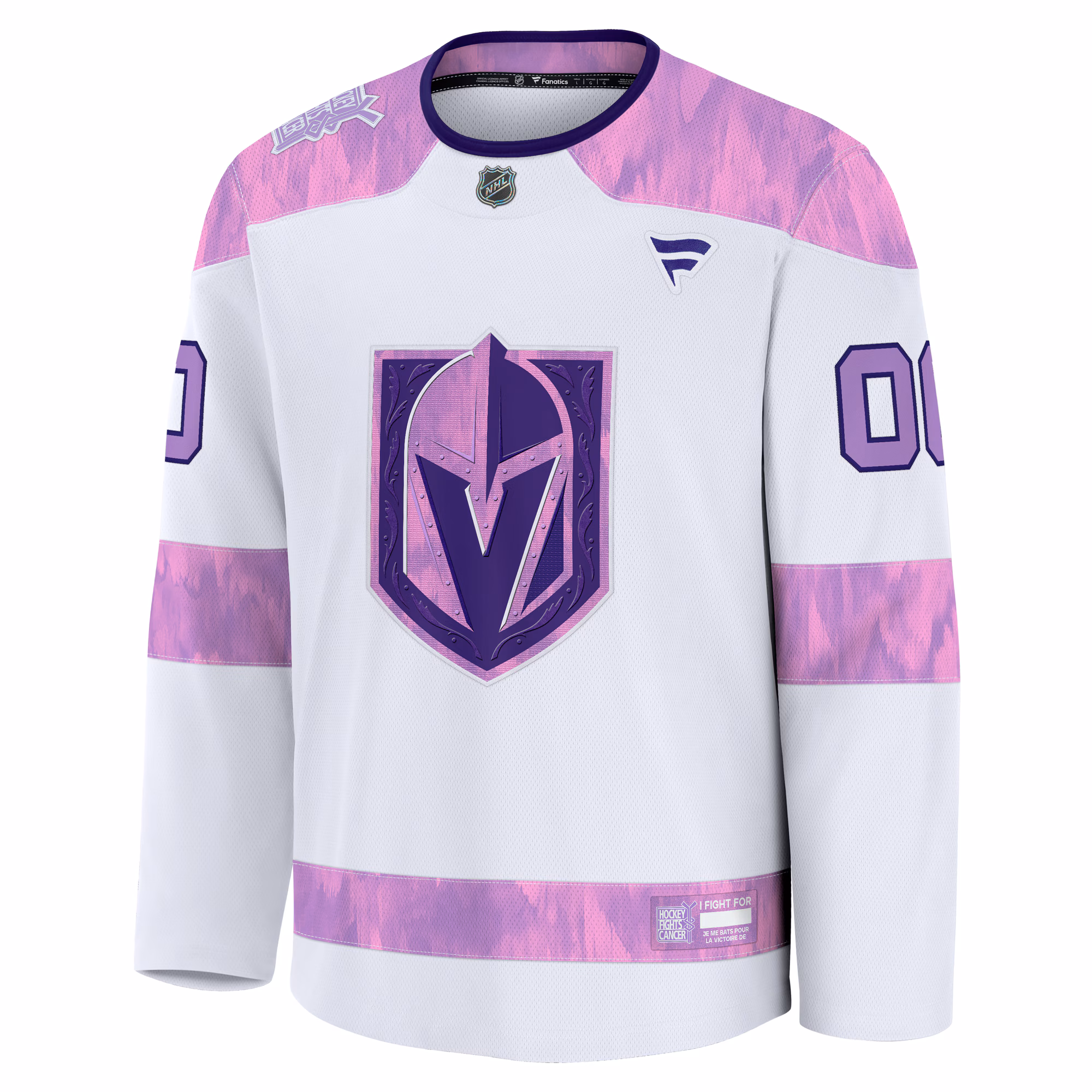 Vegas Golden Knights Fanatics 2024 Hockey Fights Cancer Custom Practice Jersey - White