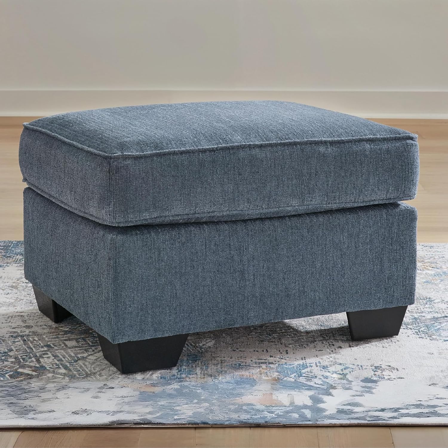 Signature Design by Ashley Cashton Contemporary Accent Ottoman with Faux Wood Finished Exposed Feet, Foam Cushion, Crosshatched Upholstery, 30