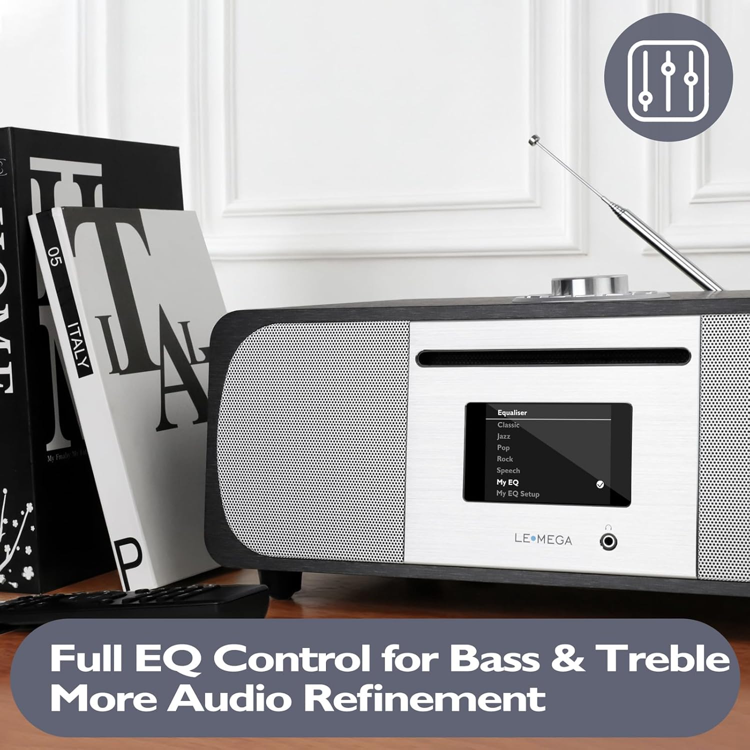 LEMEGA M6P CD Player with FM Radio, Bluetooth Streaming, 150W Stereo HiFi System with Internal Subwoofer, 2.8