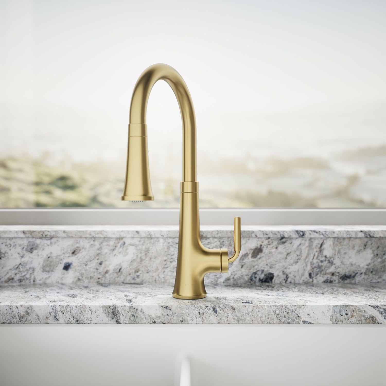 Kohler 23764-2MB Tone Pull Down Kitchen Faucet, Kitchen Sink Faucets with Pull Down Sprayer, Vibrant Brushed Moderne Brass