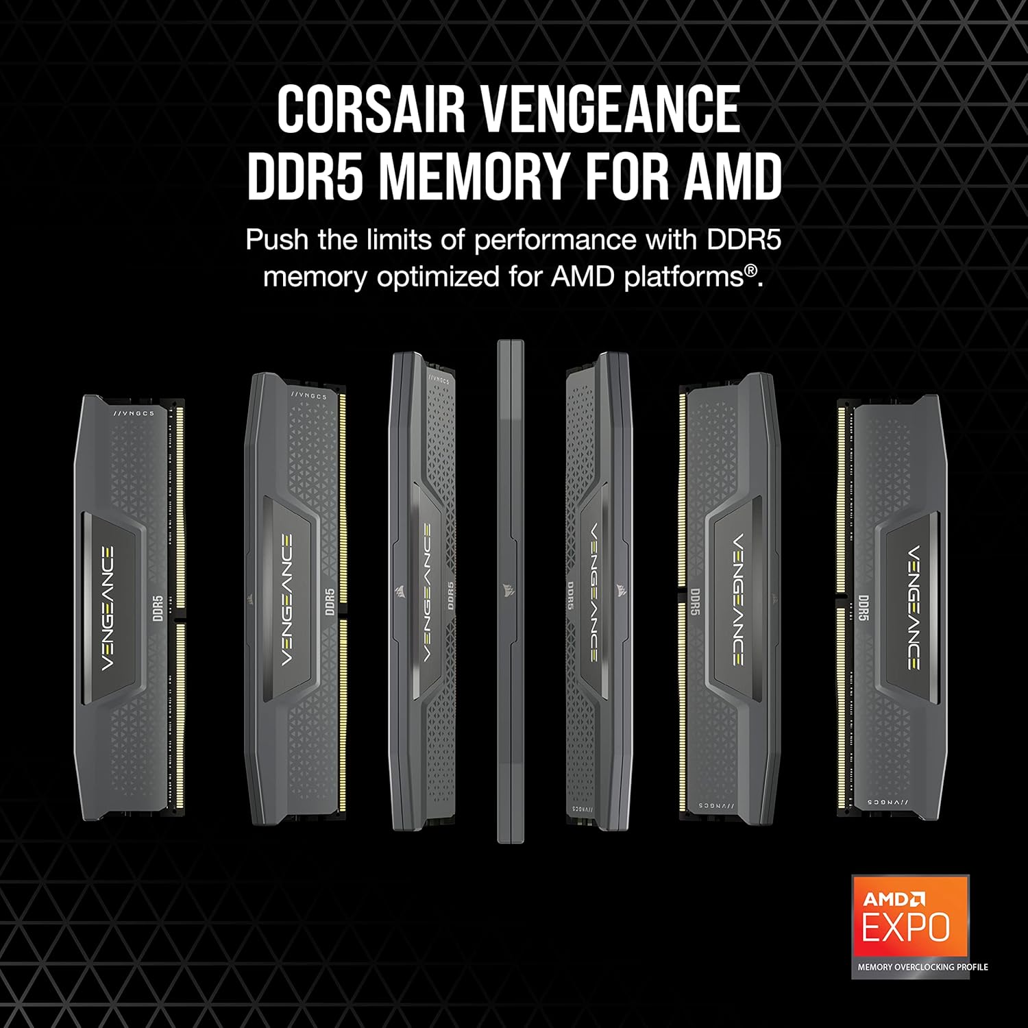 CORSAIR Vengeance DDR5 RAM 32GB (2x16GB) Up to 6000MHz CL36-44-44-96 1.35V AMD EXPO Intel XMP 3.0 Computer Memory – Grey (CMK32GX5M2E6000Z36)