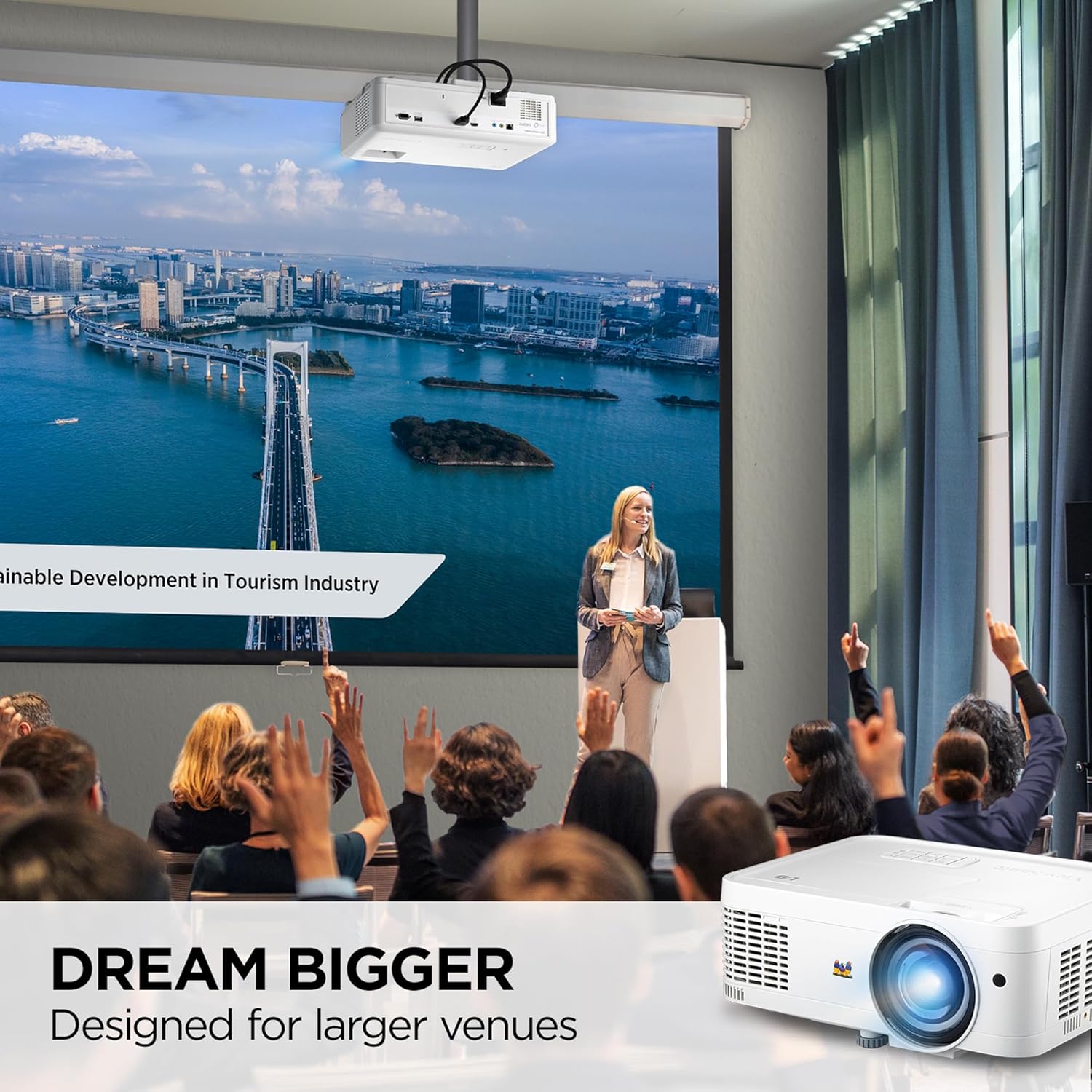 ViewSonic LS560WH 3000 Lumens WXGA Short Throw LED Projector with HV Keystone and LAN Control for Business and Education(Renewed)