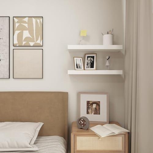 Vervida® Floating Shelves 3 Pack of 15in Black for Home Decor and Storage, Kitchen, Living Room, Bedroom, Bathroom, Office, Hanging Shelf with Invisible Brackets Wall Shelves