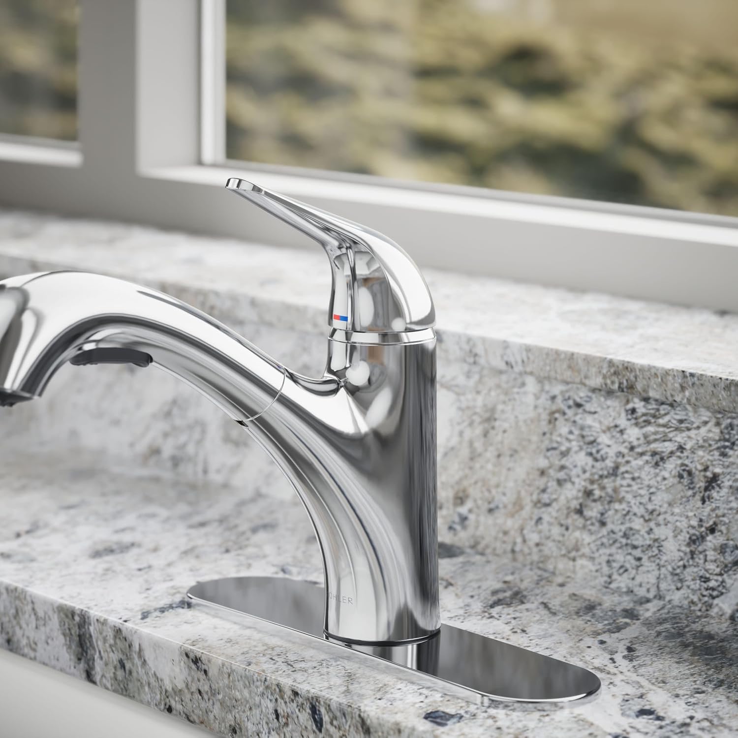 KOHLER 30612-CP Jolt Pull-Out Kitchen Sink Faucet, Two-Function Sprayhead, Touch Control, 1.5 GPM, Sleek Design, Polished Chrome
