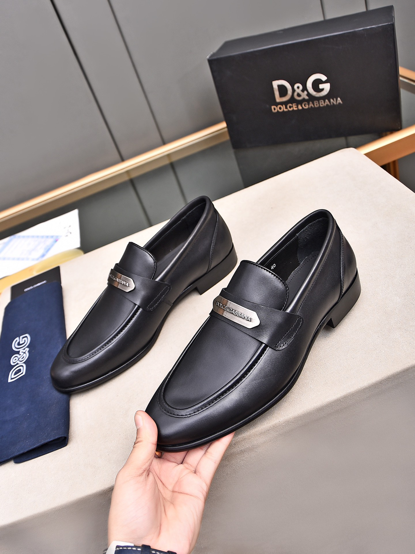 D&G men's leather shoes-57