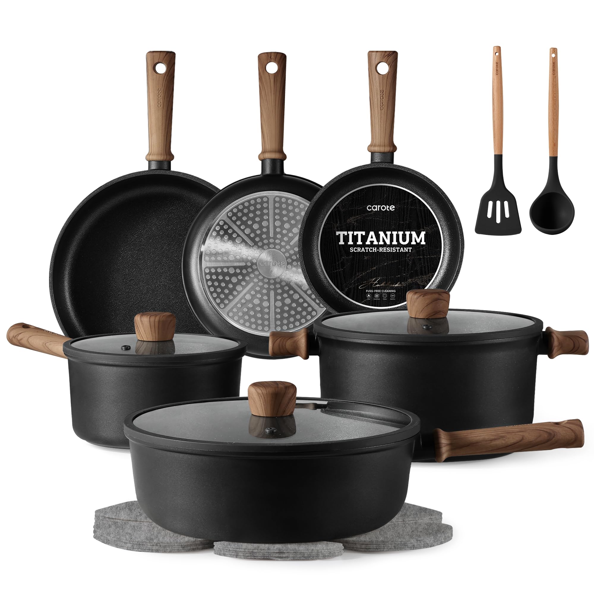 CAROTE Induction Nonstick Titanium Cookware Set 16pcs