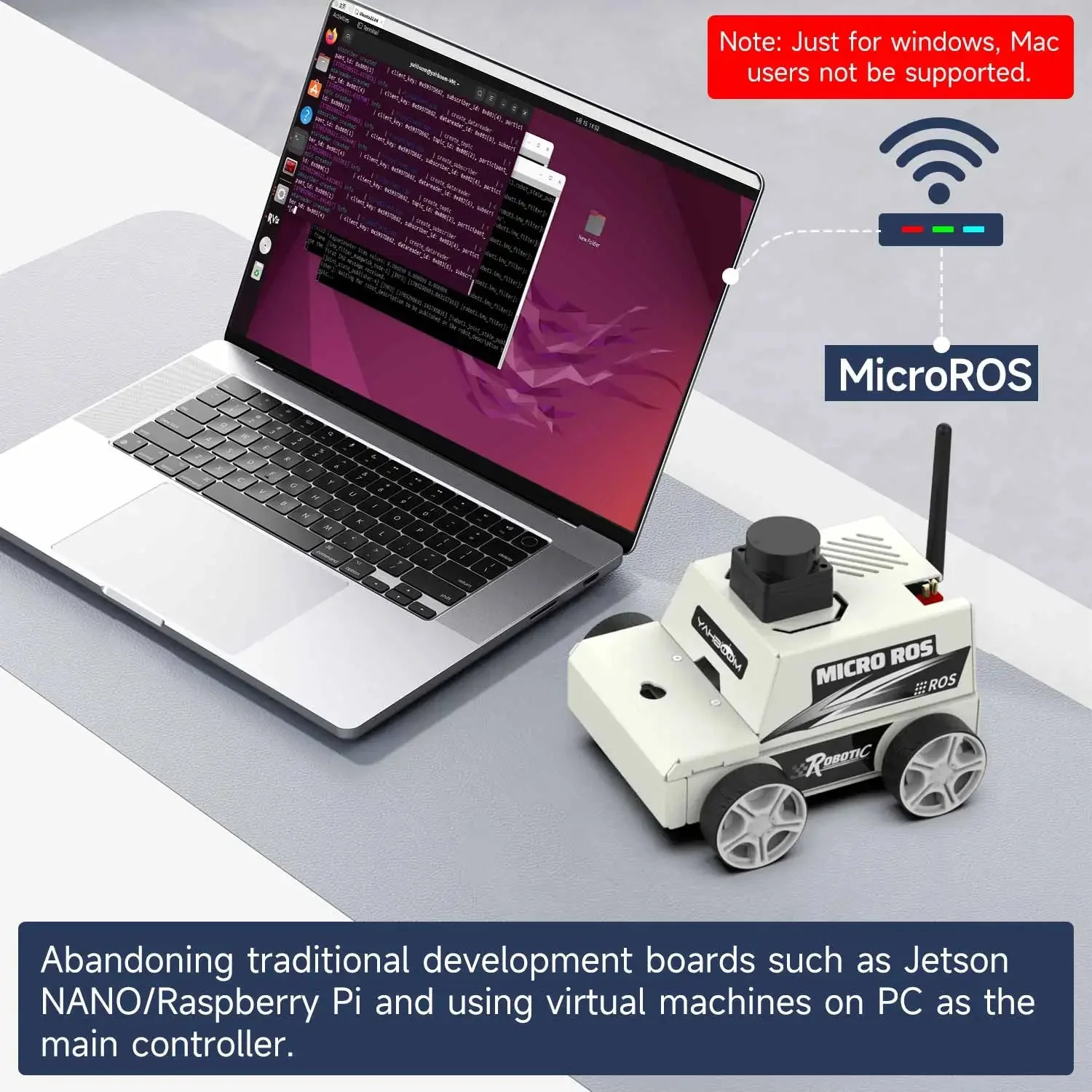 Robot Car Kit Virtual Machine Control Programmable Toy With Metal Motor 2MP Camera Adopt ROS2-Humble Python3 Programming