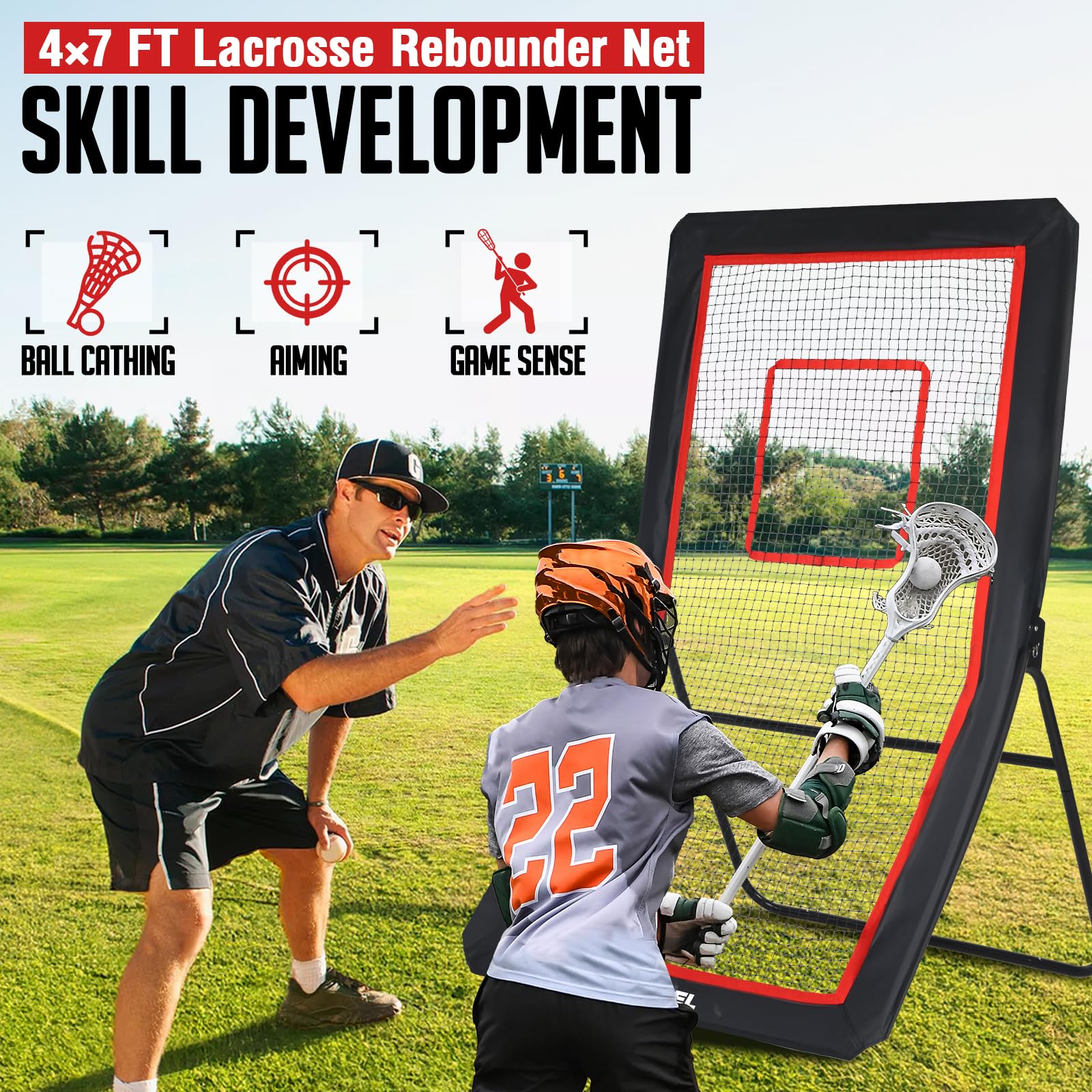 ZEALFEEL ZEALFEEL Lacrosse Rebounder - 4x7FT/4x6FT Net