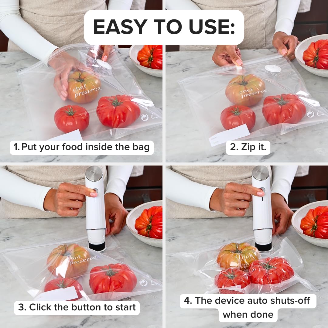 CHEF PRESERVE Compact Vacuum Sealer Machine with 30 Bags