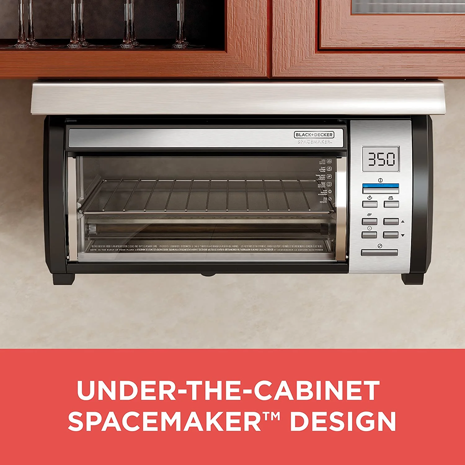 BLACK+DECKER SpaceMaker Under-Counter Toaster Oven, Digital Controls, Black/Stainless Steel, Fits 9锟芥�锟斤拷 Pizza, TROS1000D