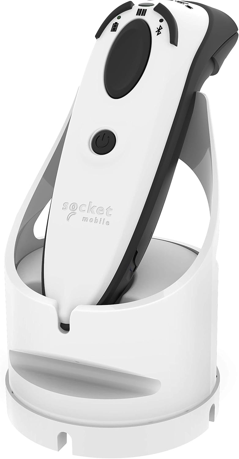 Socket Mobile DuraScan® D740, Universal Barcode Scanner, v20, White & White Chg Dock
