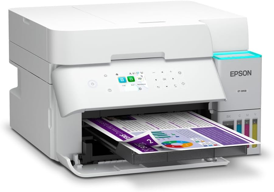 Epson EcoTank ET-3958 Wireless All-in-One Color Supertank Printer, Refillable Tanks, 2.4