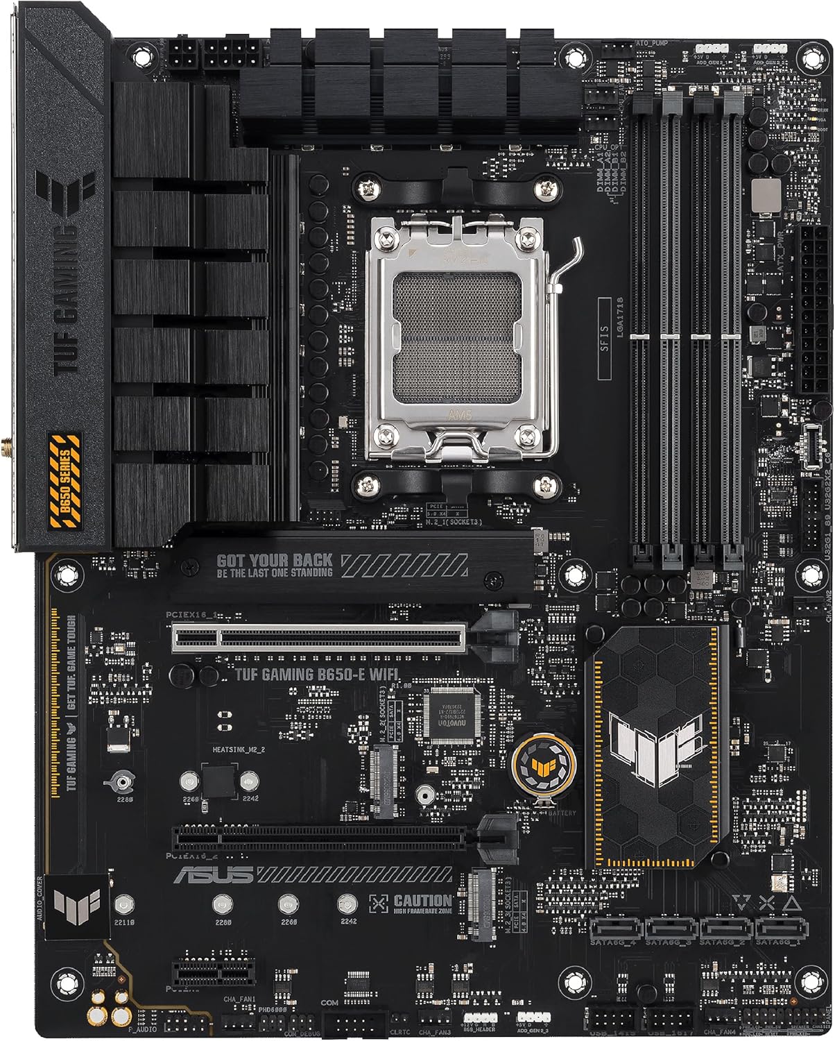 ASUS TUF Gaming B650-E WIFI AMD B650 AM5 DDR5 8000 DP HDMI 3x M2 USB3.2 WiFi 6E + BT AURA RGB 2.5Gbit LAN ATX Motherboard with ASUS TUF Protection, Q-Design, Armoury Crate (Renewed)