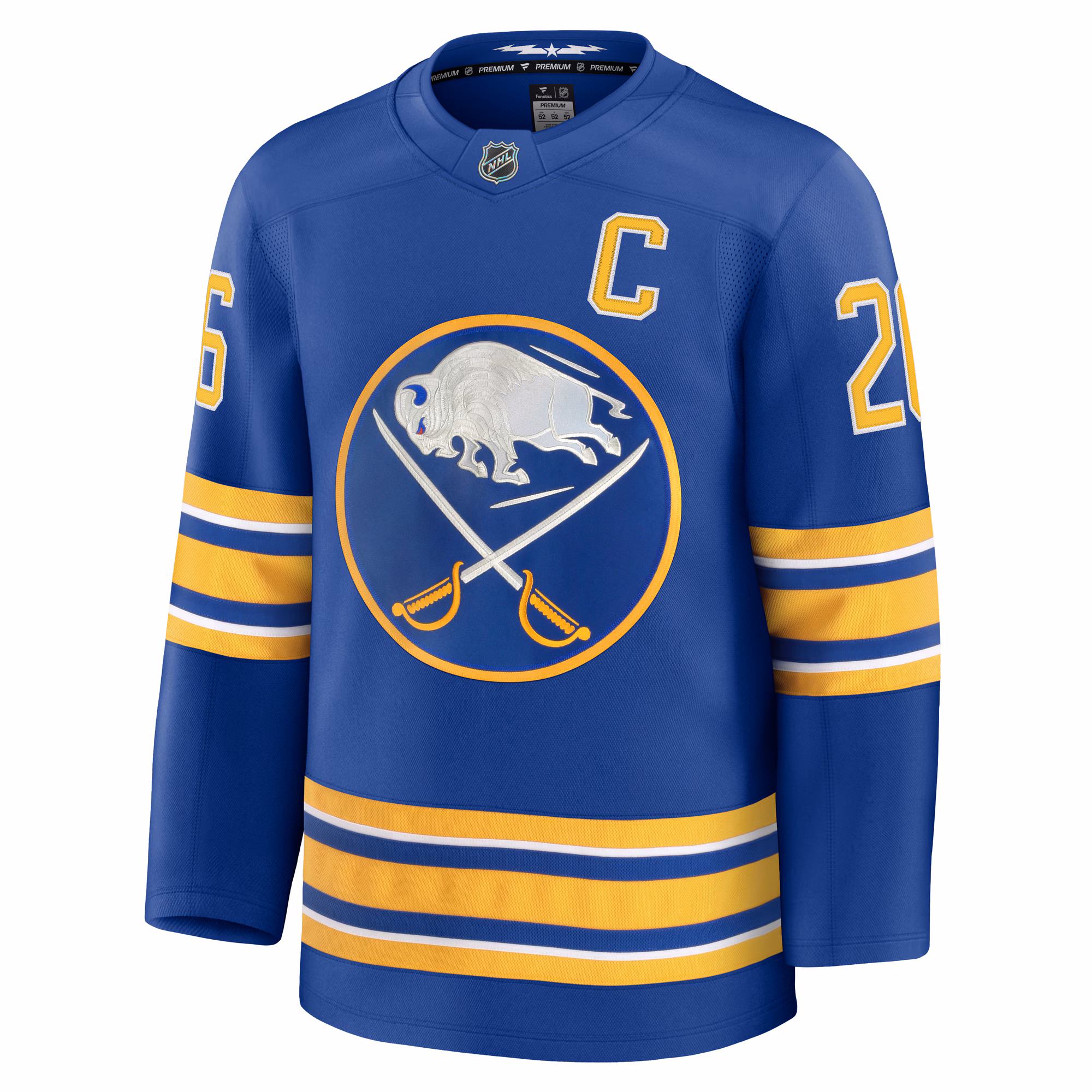 Rasmus Dahlin Buffalo Sabres Fanatics Premium Jersey with Captain's Patch - Royal