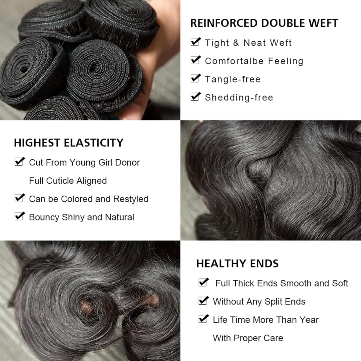 12A Human Hair Bundles 18 20 22 24 Inch Body Wave 100% Unprocessed Hair Deals Extensions Quick Weave Human Hair Natural Black Color