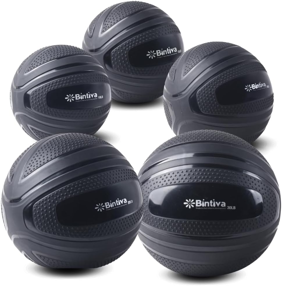 bintiva Non Bounce Slam Ball - Exercise Weighted Deadball for Workout and Fitness Routines - Medicine Dead Weight Ball