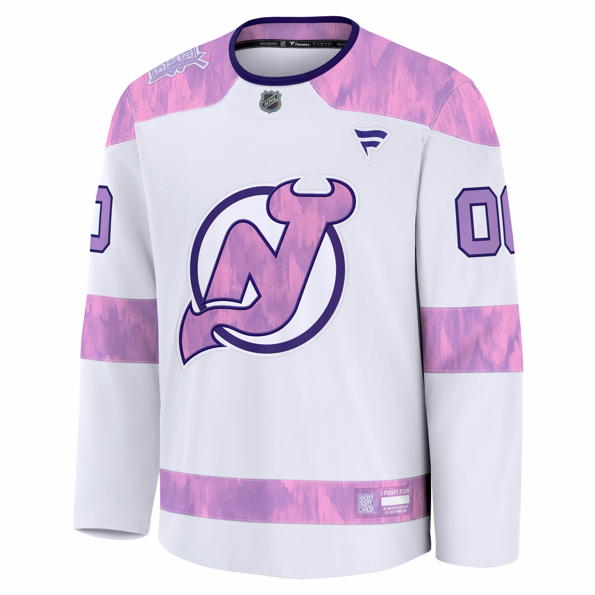 New Jersey Devils Fanatics 2024 Hockey Fights Cancer Custom Practice Jersey - White