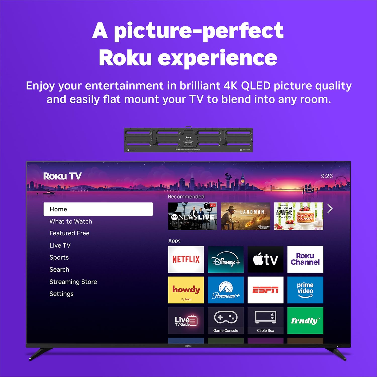 Roku Smart TV – 55-Inch Pro Series, Mini-LED TV – RokuTV with Backlit Voice Remote Pro Wall Mount Kit for 55-Inch Pro Series TV - Ultra-Slim with Minimalist