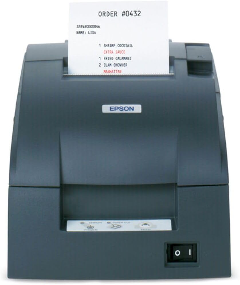 Epson C31C514653 TM-U220B Receipt Printer - Two-Color - DOT-Matrix - 6 LPS - 16 CPI - 9 PIN Print (Renewed)