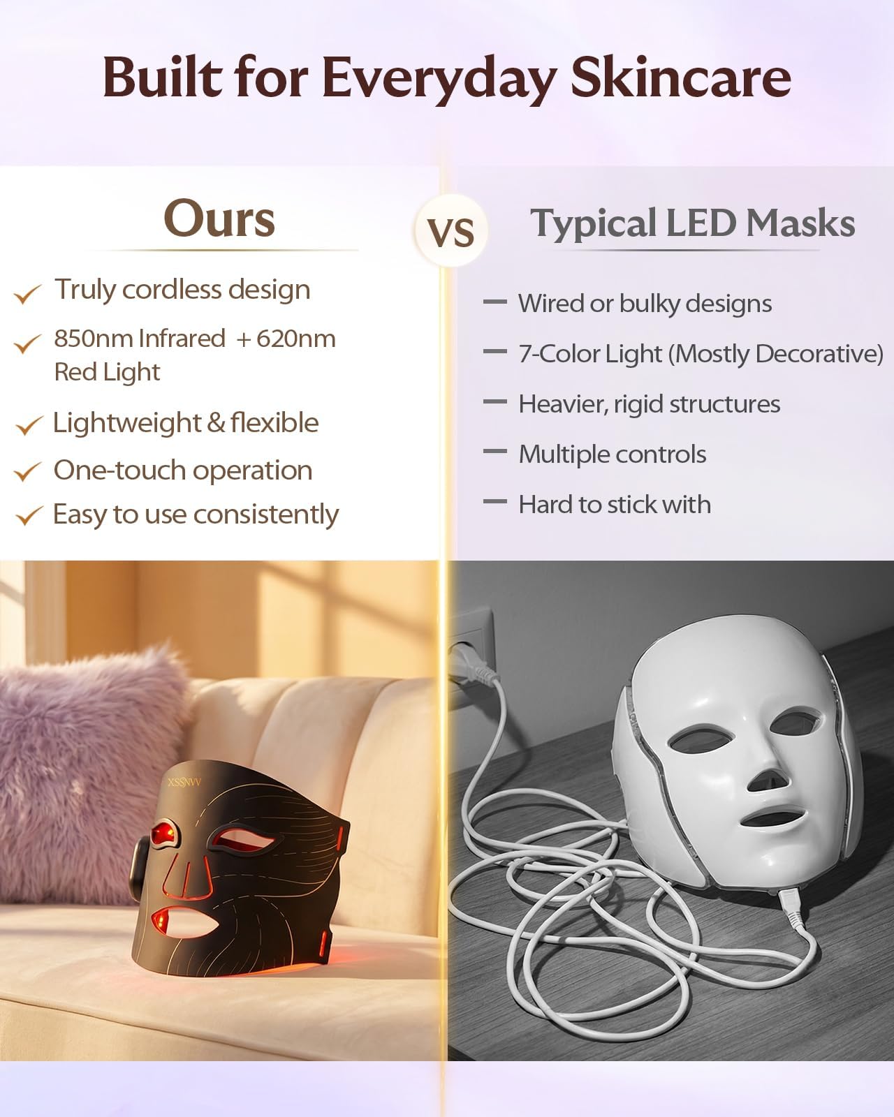 XSSNVV Red Light Therapy Face Mask – 4 Mode LED, 272 Beads