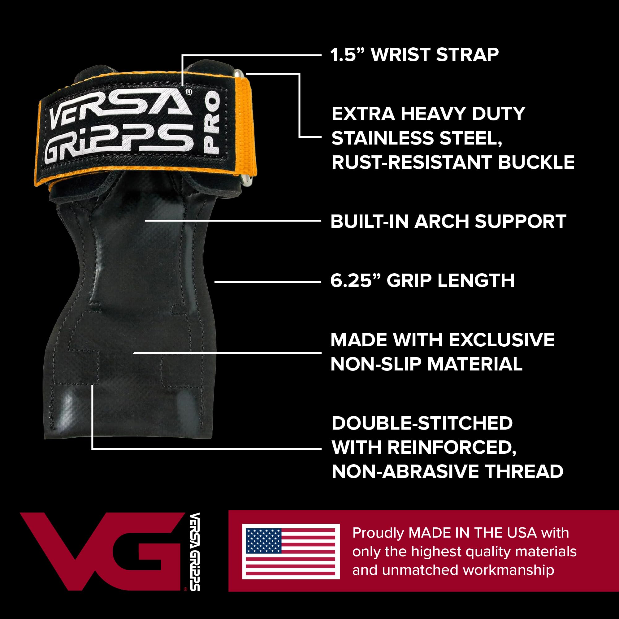 VERSA GRIPPS Pro USA Made Wrist Straps for Weightlifting Training