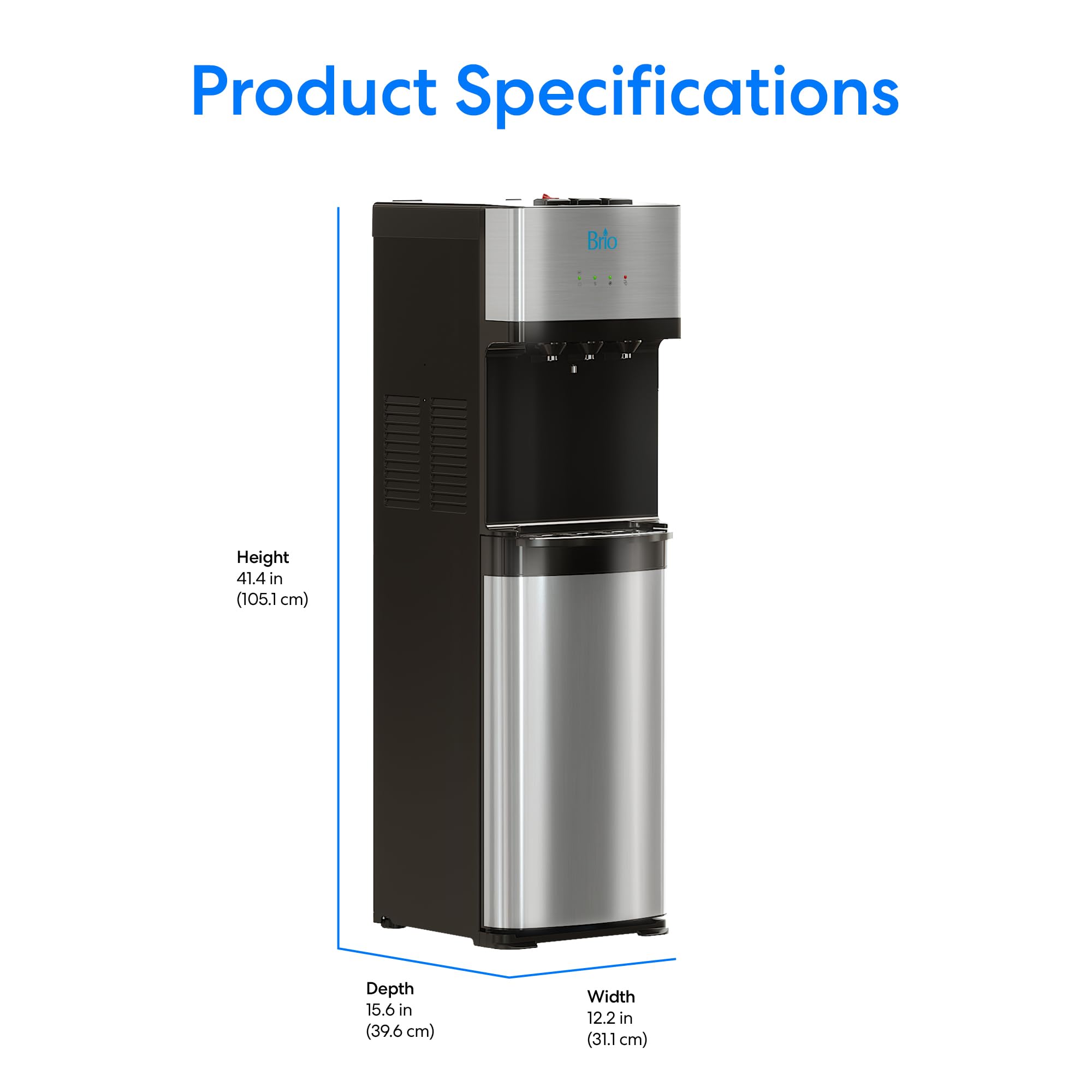 BRIO Self-Cleaning Bottom Loading Water Dispenser - 3 Temp
