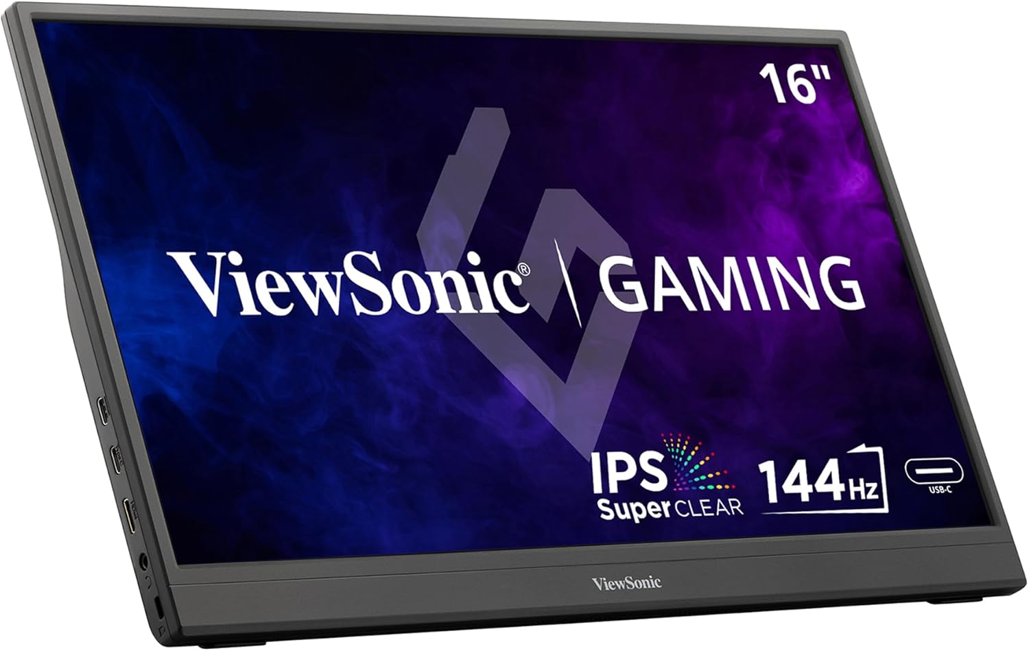 ViewSonic VX1654 16 Inch 1080p Portable IPS Gaming Monitor with 144Hz, AMD FreeSync, 2 Way Powered 60W USB C, Mini HDMI, and Built-in Stand with Protective Cover (Renewed)