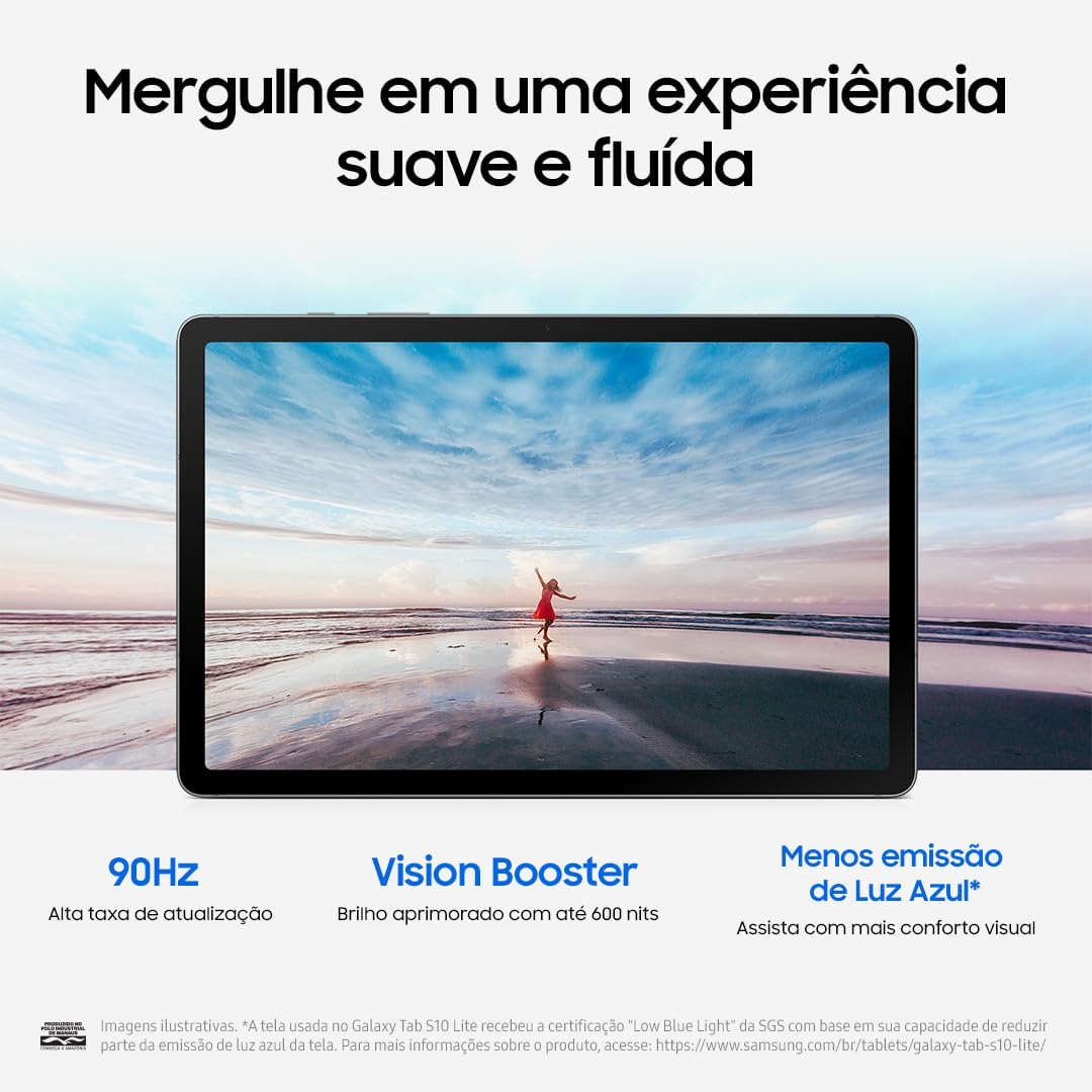 SAMSUNG Galaxy Tab S10 Lite with S-Pen | 128GB, 6GB RAM, Wi-Fi Only | 10.9” 90Hz LCD, Android 15 WiFi 6 Tablet, All Day Battery | International Model X400 | 256GB SD Card Bundle, Gray