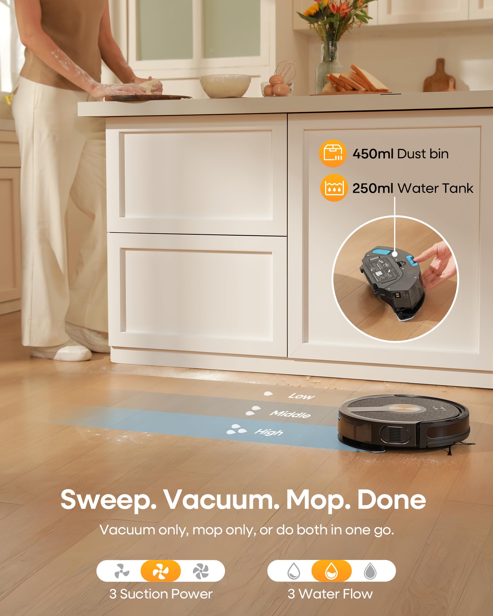 UNINELL Robot Vacuum and Mop Combo with 5000Pa Suction