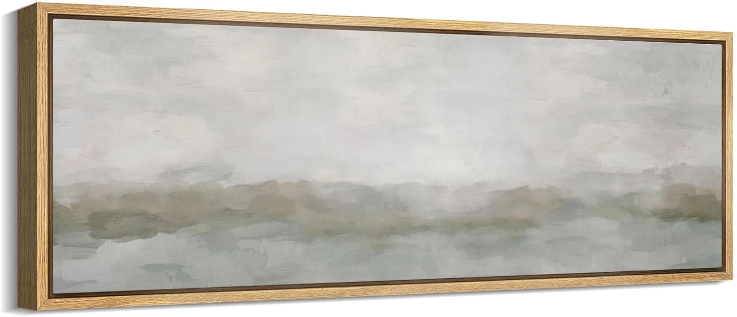 MUDECOR Large Framed Canvas Print Wall Art Abstract Pastel Watercolor Soothing Neutral Tone Landscape Antique Retro Fine Art Illustrations Decorative Colorful Multicolor for Bedroom - 60