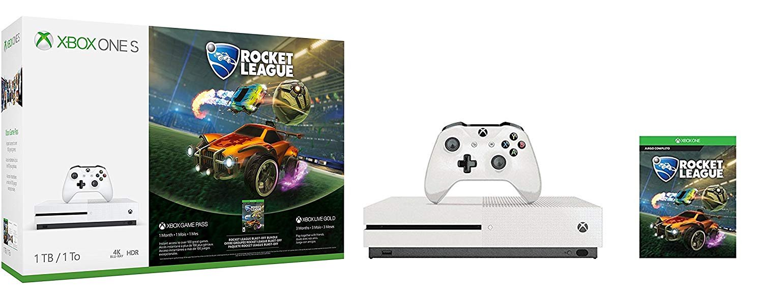 Xbox One S 1TB Console Rocket League Blast-Off Bundle (Renewed)