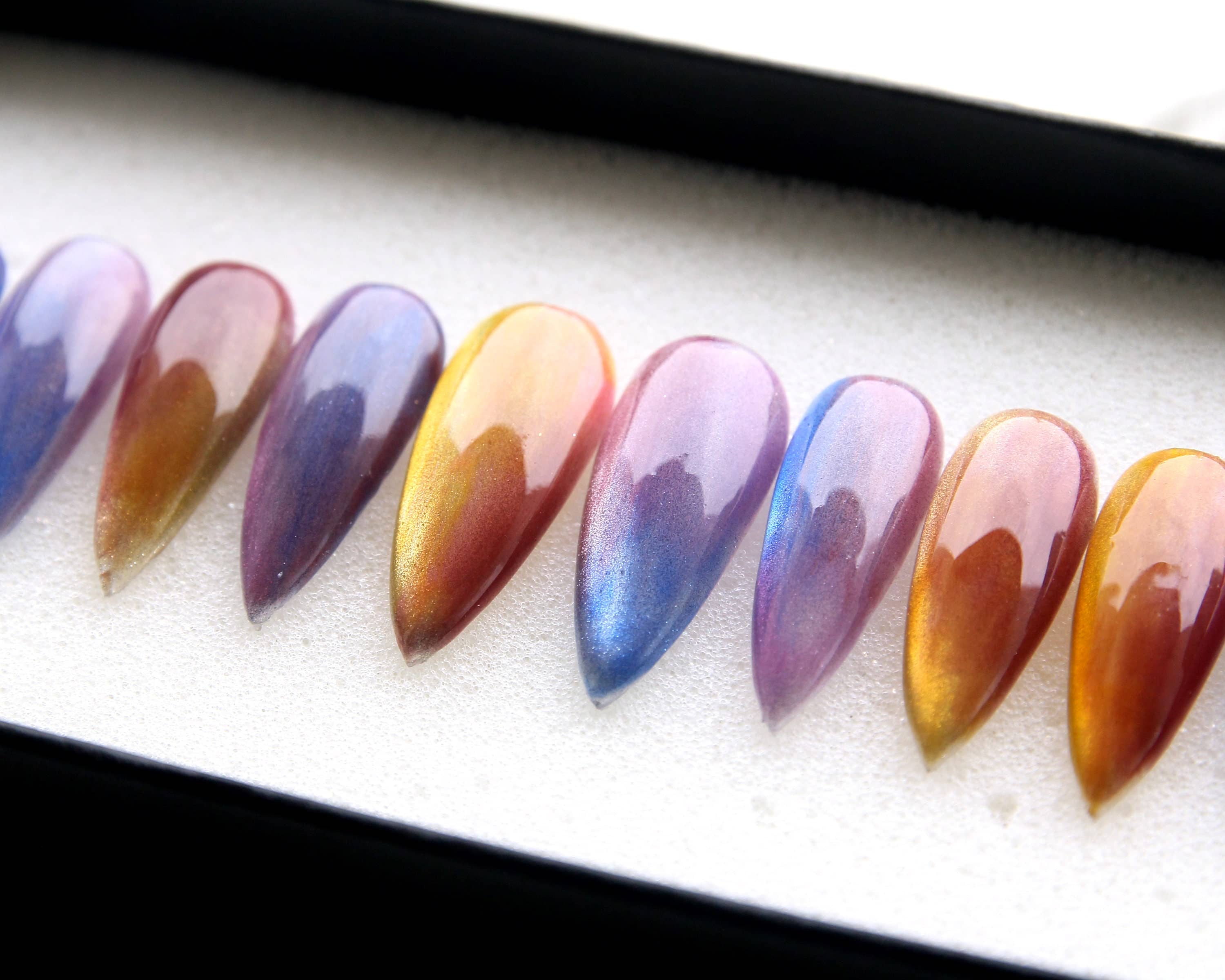 Sunset Cat Eyes Press On NailsSunset Cat Eyes Press On Nails - SAYEGIRLS