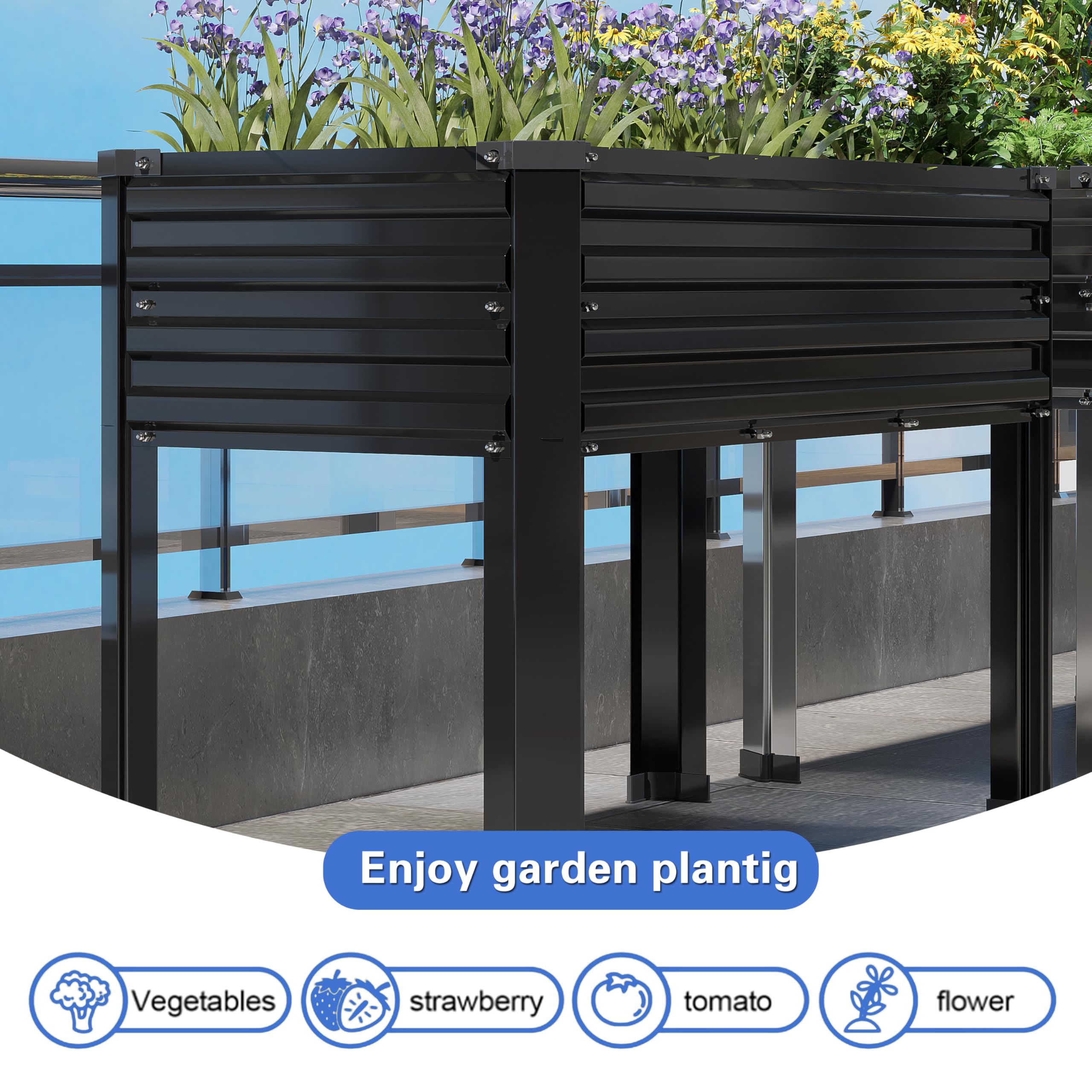 DIIYIV 2PCS Galvanized Elevated Garden Bed with Legs
