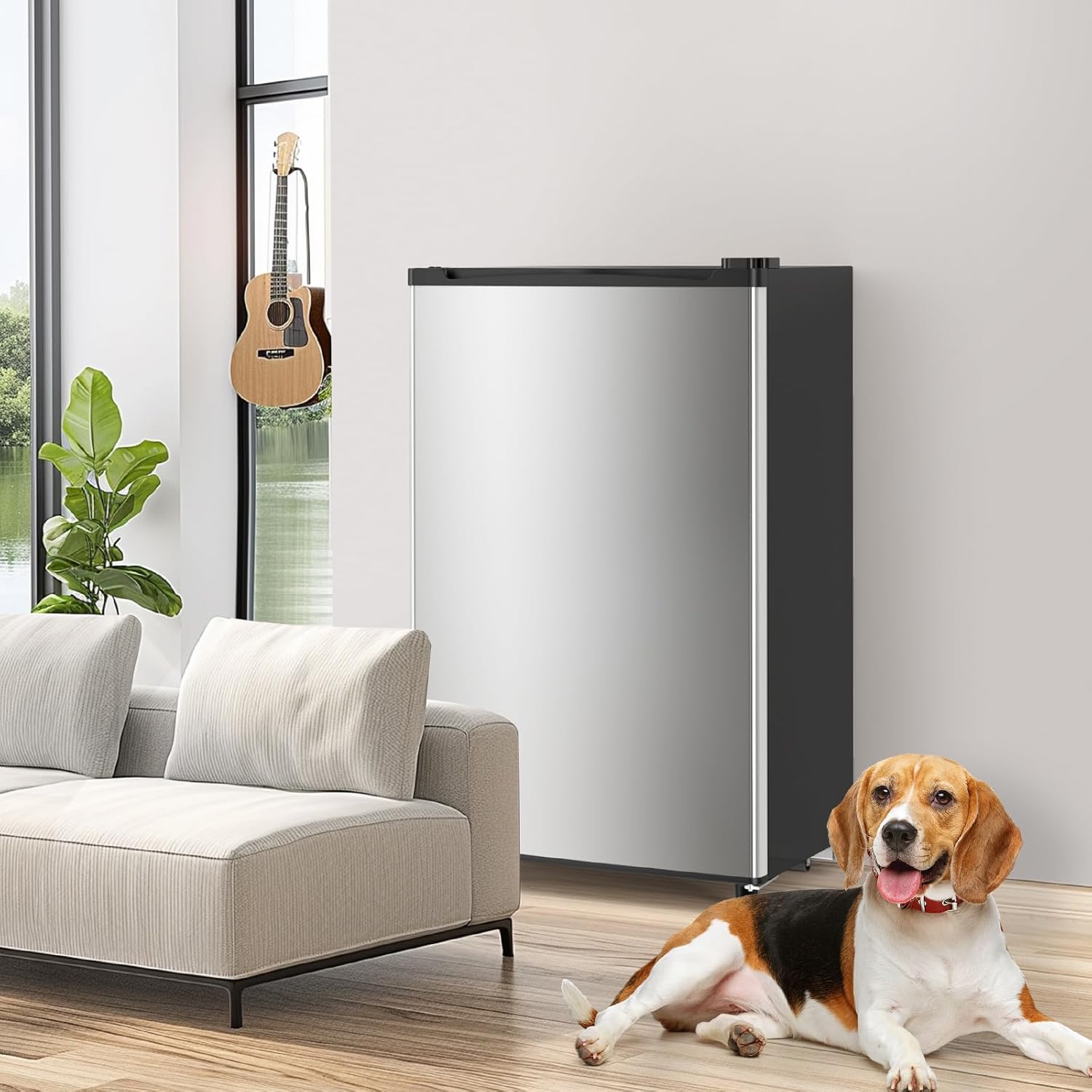 DUMOS 3.2 Cu.Ft Mini Fridge with Freezer, Single Door Refrigerator with Adjustable Thermostat, Compact Small Fridge for Bedroom, Office, Dorm, 17.72