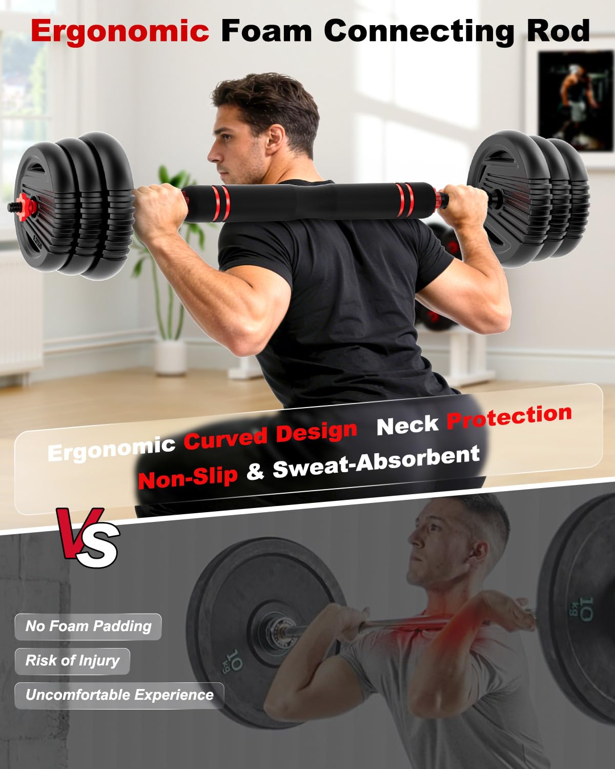 UNNMIIY Adjustable Dumbbells 20-90lbs Free Weight Set
