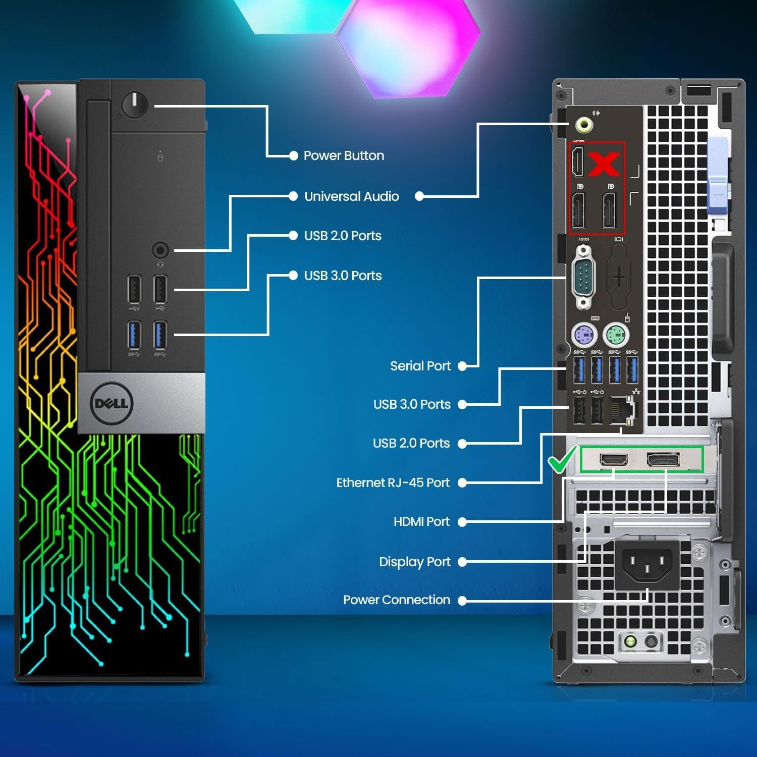 Dell RGB Gaming Desktop Computer PC - Intel Core i7-6th Gen - 16GB DDR4 RAM - 1TB SSD - New 24
