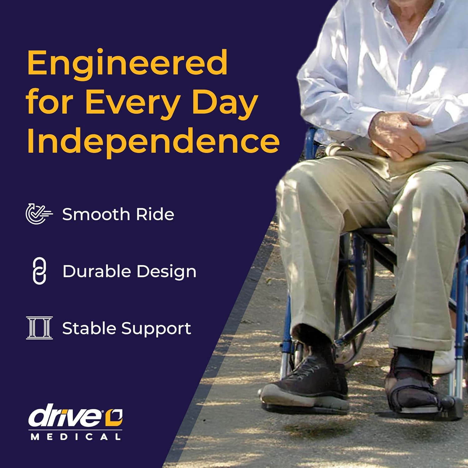 Drive Medical Blue Streak Lightweight Wheelchair - Portable Folding Mobility Aid - Swing-Away Footrests - Desk Arms - Durable Steel Frame - Easy Transport & Storage - 18-Inch Seat