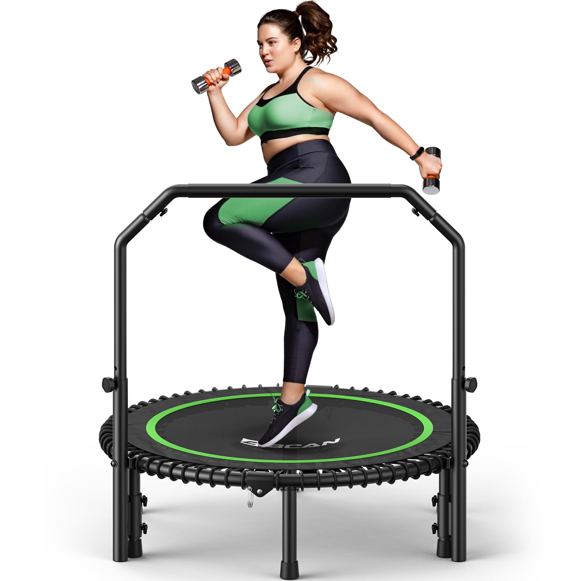 BCAN BT2 Mini Rebounder Trampoline for Adults with Bar