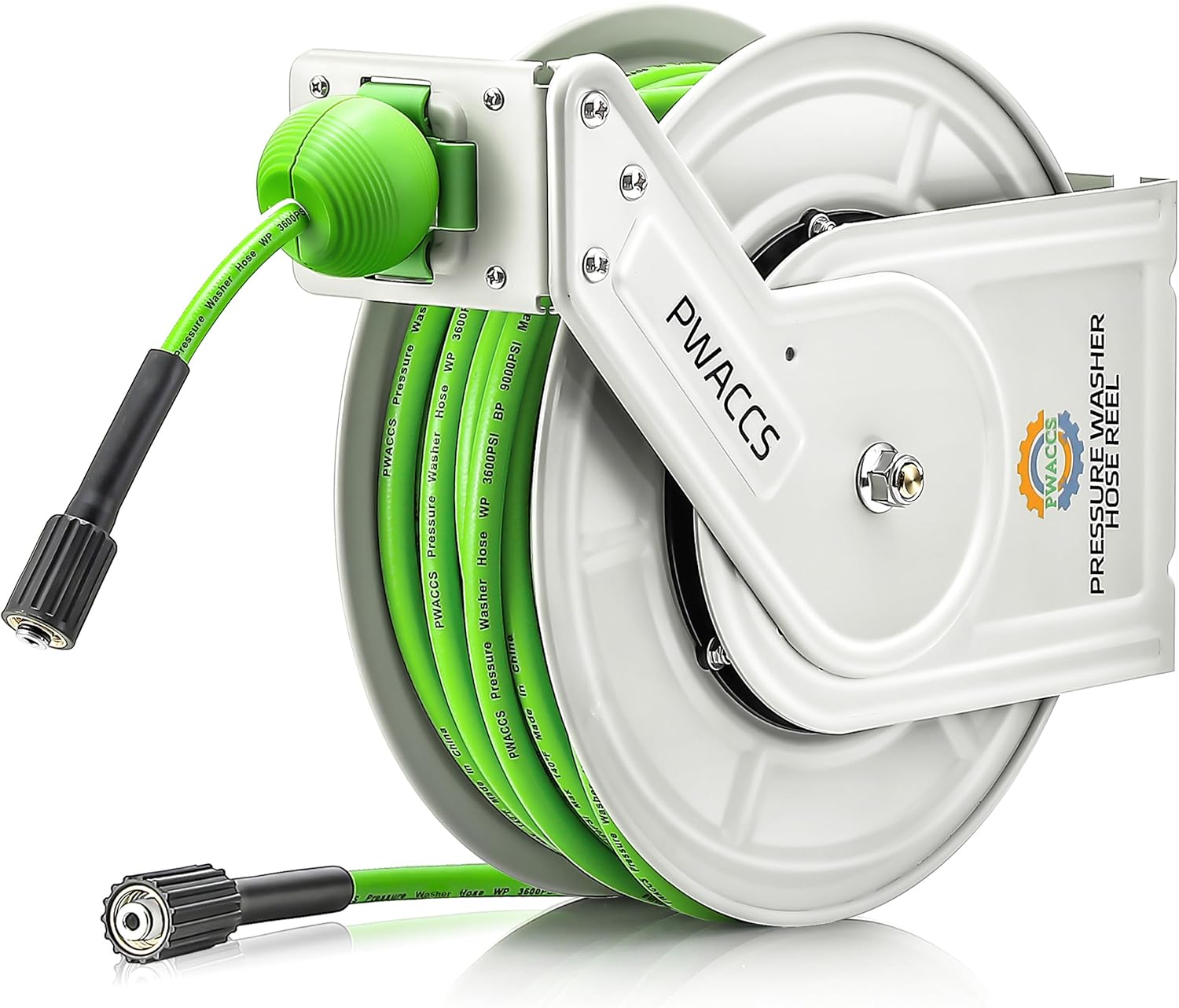 PWACCS Retractable Pressure Washer Hose Reel, Heavy Duty Power Washer Hose Reel 1/4