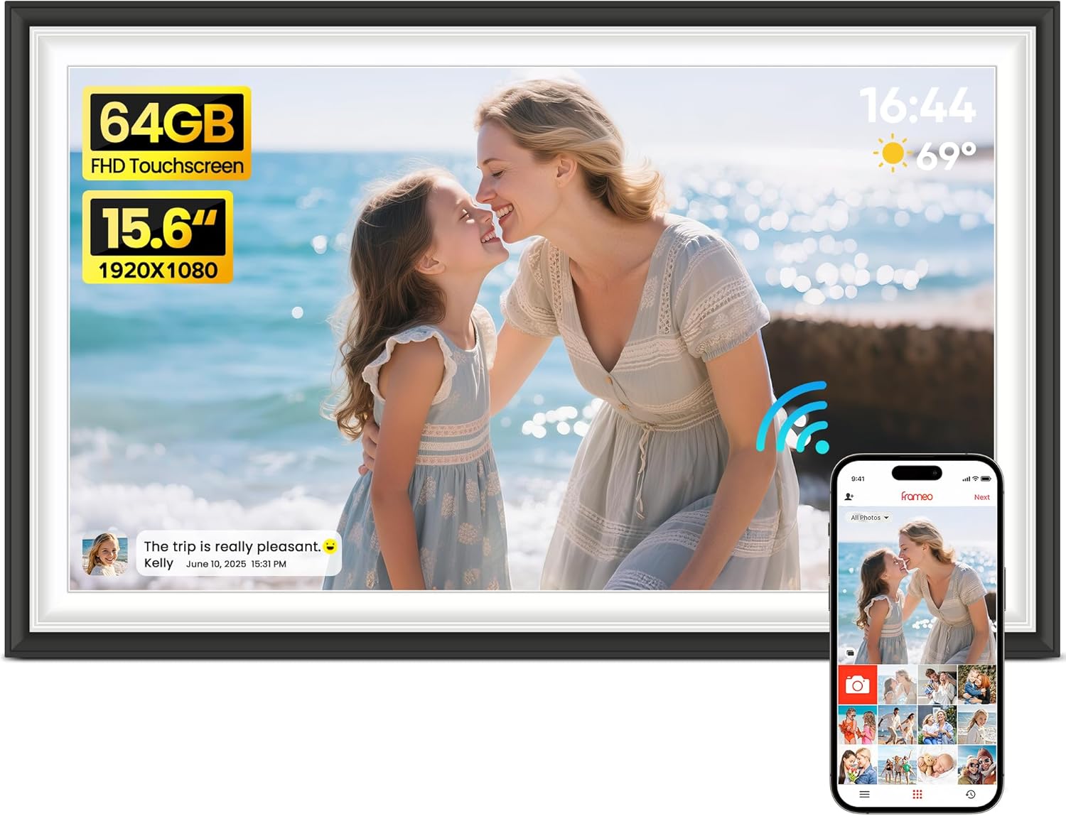 BIGASUO Digital Picture Frame Frameo 15.6