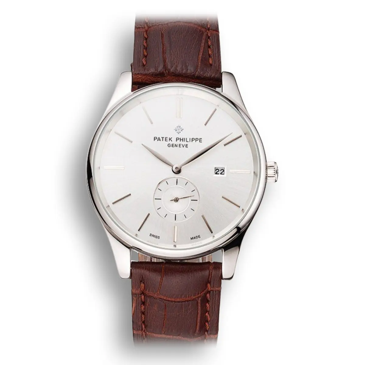 Calatrava Date Dial White 40 mm, Stainless Steel