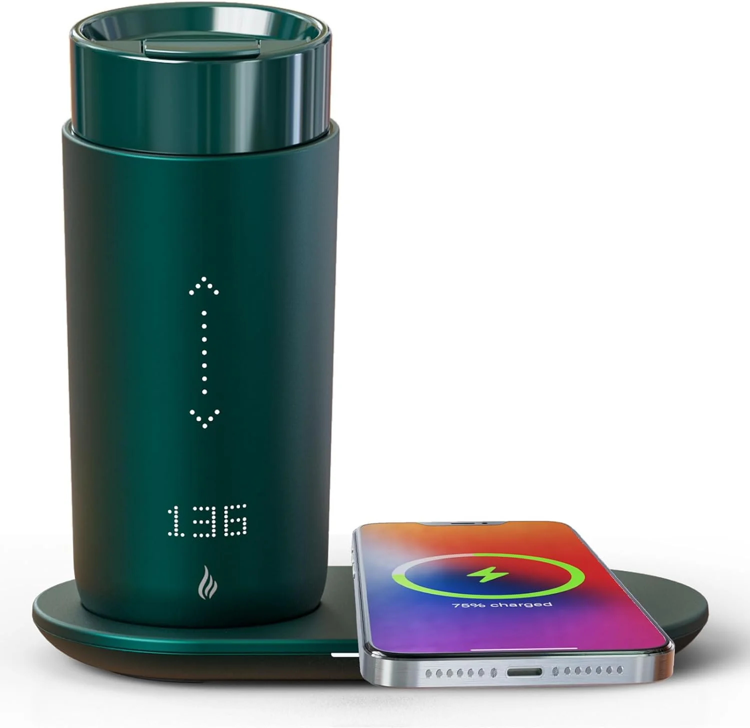 Temperature Control Heated Coffee Mug Smart Self Heating Travel Mug 12 Oz App Controlled Warmer Mug 5 Hour LED Display Keep Coffee Hot All Day up to 149℉ Fast Wireless Charger Base Black2.0