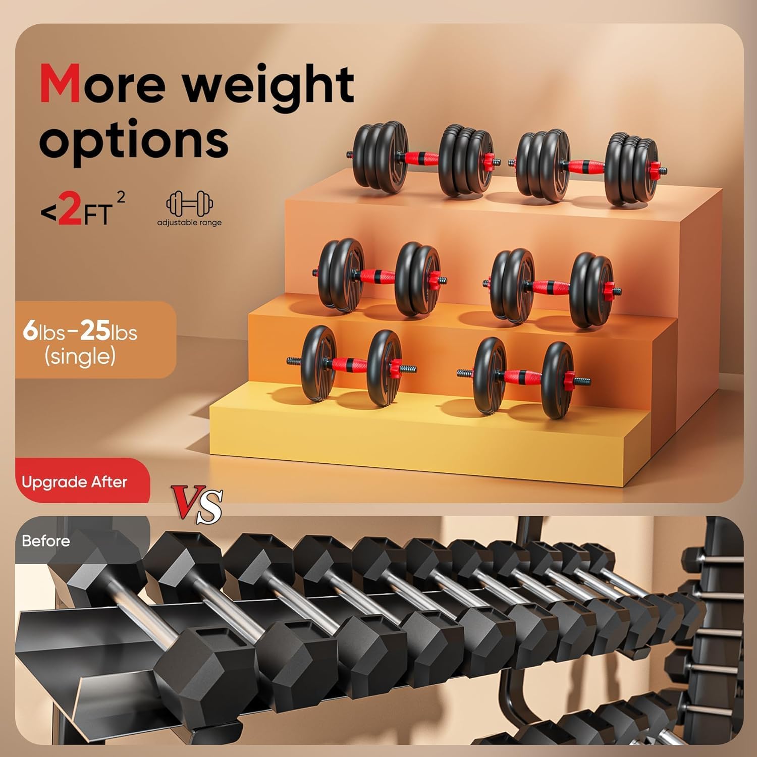 UNNMIIY Adjustable Dumbbells 20-90lbs Free Weight Set