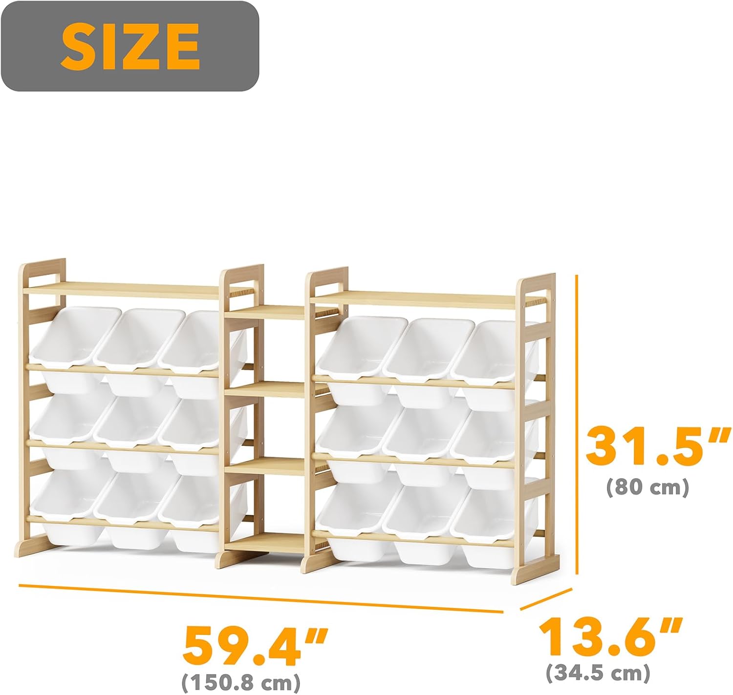 SpaceAid Large Toy Storage Organizer with 6 Shelves and 18 Bins, Book Shelf Organizers Storage Bookshelf, Kids Bin Shelf Box Bookcase for Bedroom Playroom Organization Room Decor, White