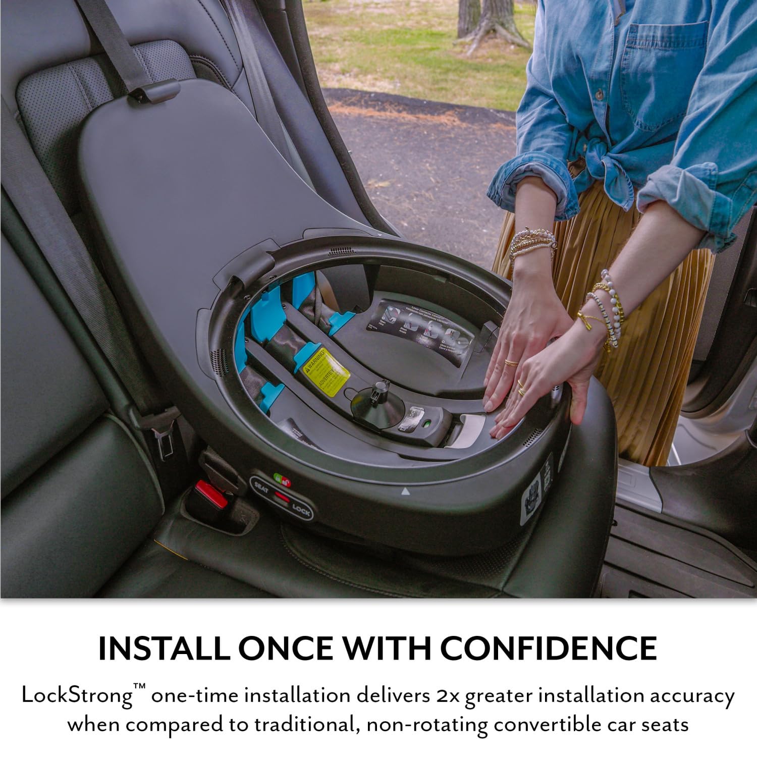 Evenflo Revolve360 Extend All-in-One Rotating Car Seat with Green & Gentle Fabric (Travertine)