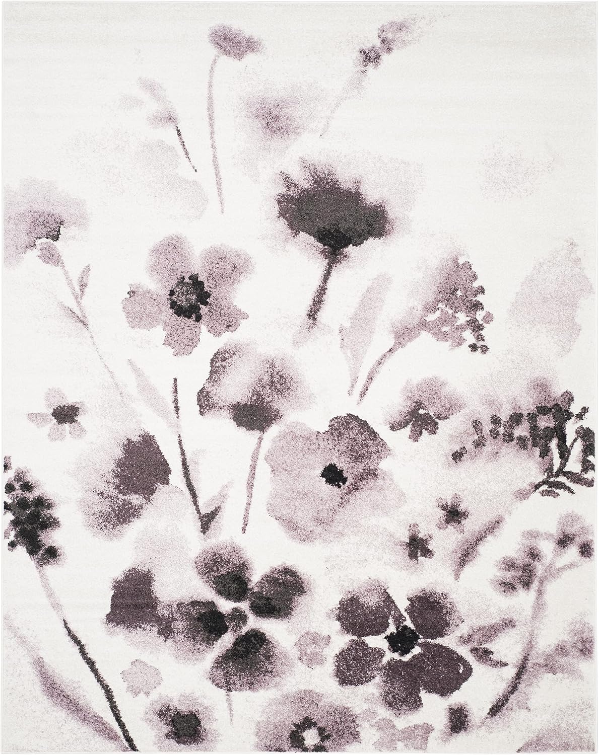 SAFAVIEH Adirondack Collection Area Rug - 9' x 12', Ivory & Purple, Floral Watercolor Design, Non-Shedding & Easy Care, Ideal for High Traffic Areas in Living Room, Bedroom (ADR127L)