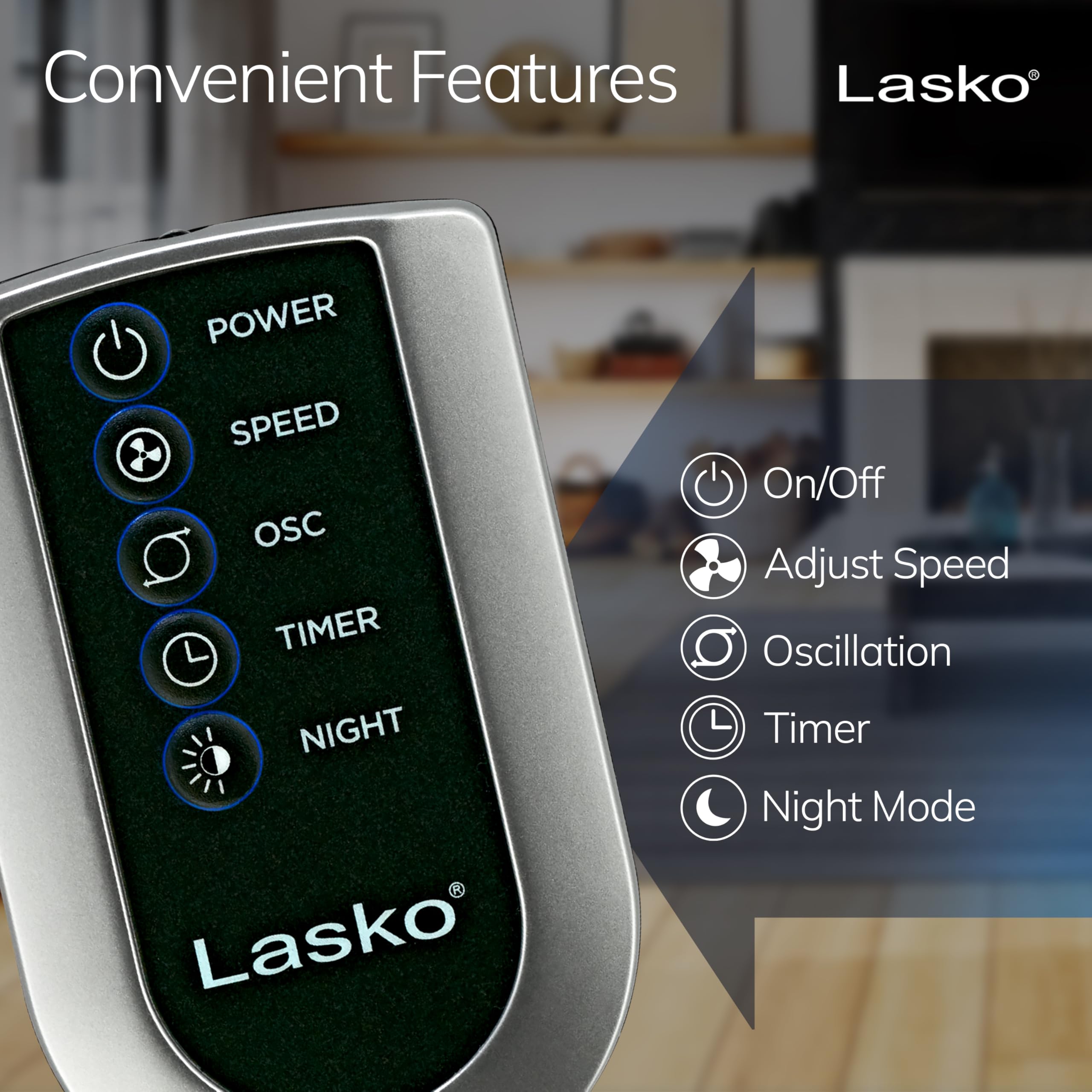 LASKO Oscillating Tower Fan with Remote - 42