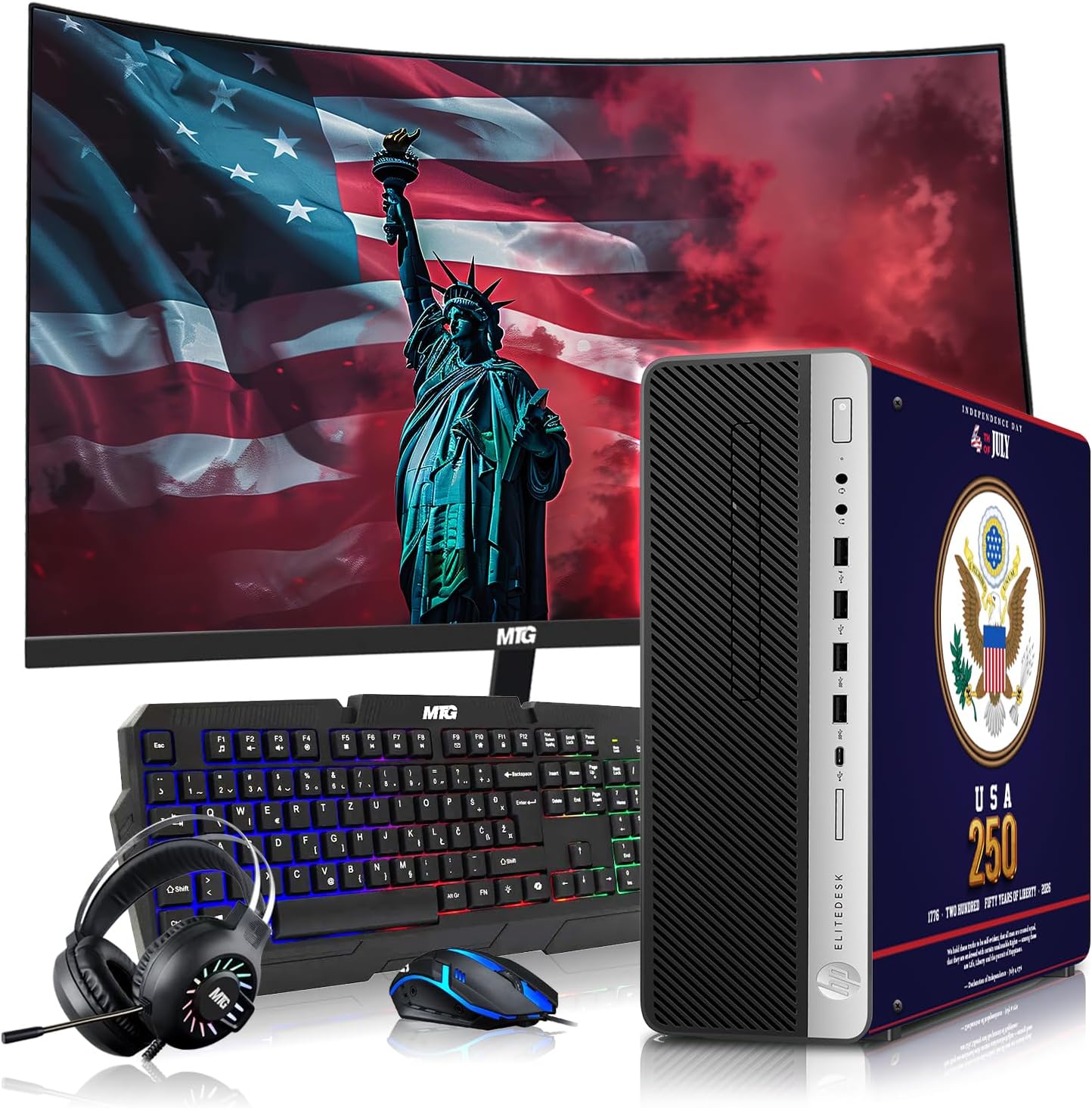 HP EliteDesk Liberty 250 Edition Gaming Desktop Computer PC, AMD, 16GB RAM, 256GB SSD OS+2x500GB HDD, 24