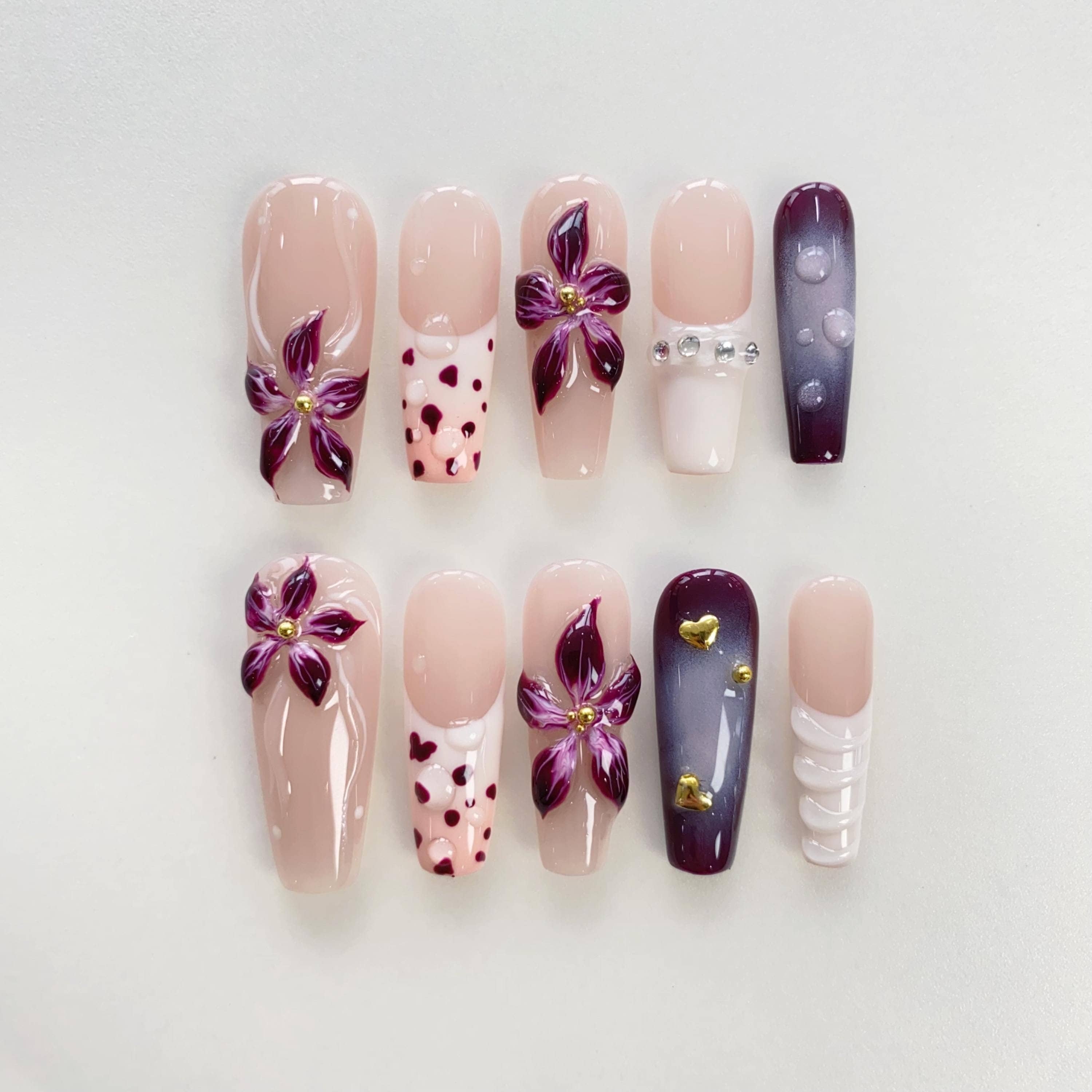 Purple Floral Dream Press On NailsPurple Floral Dream Press On Nails - SAYEGIRLS