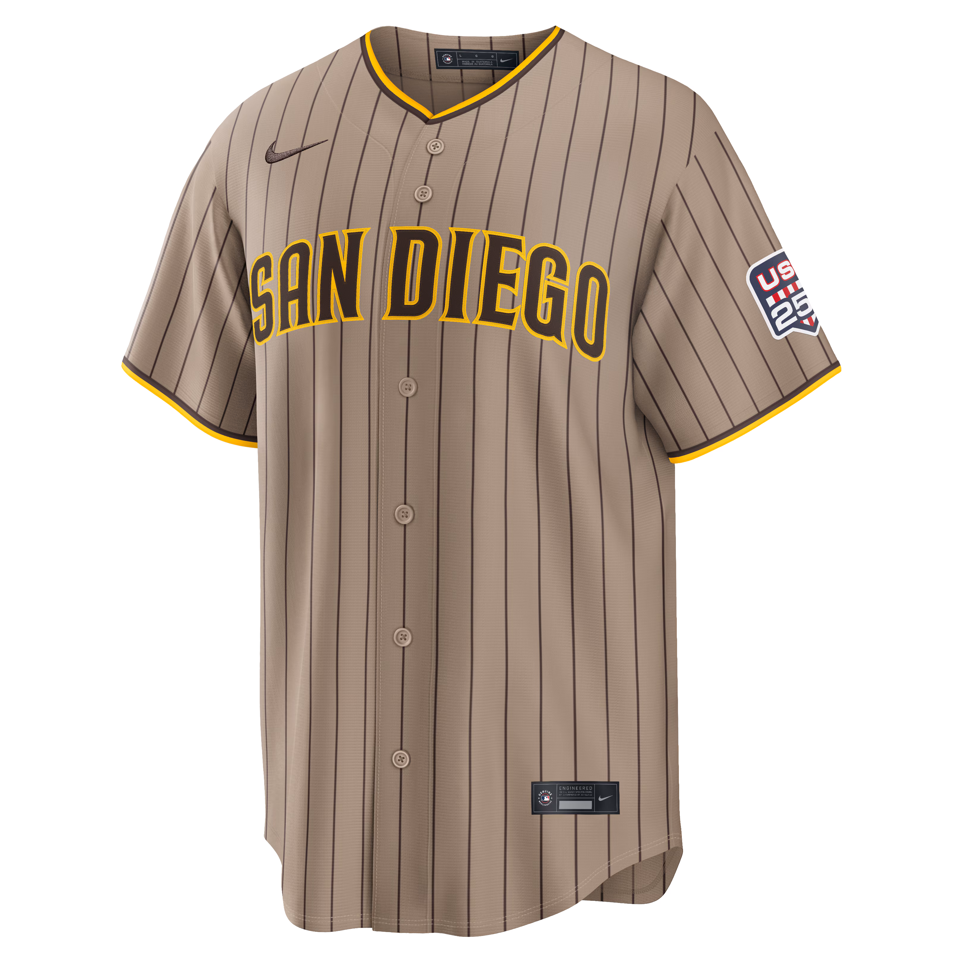 Fourth of July San Diego Padres Manny Machado Nike Sand USA 250 Stadium Jersey